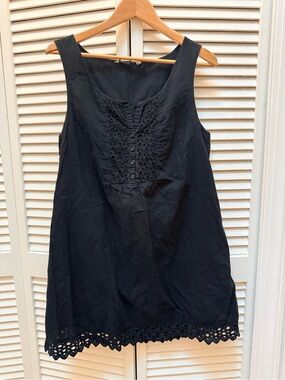 Old Navy Black Sleeveless Midi Dress with Eyelet Trim